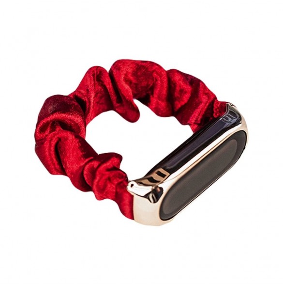 Tygarmband för Xiaomi Mi Band 6/5/4/3 rem armband elastiska scrunchies röd