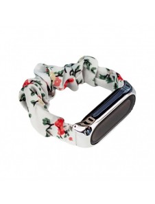 Tygarmband för Xiaomi Mi Band 6/5/4/3 rem armband elastiska scrunchies vit