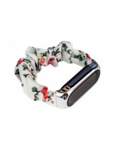 Tygarmband för Xiaomi Mi Band 6/5/4/3 rem armband elastiska scrunchies vit