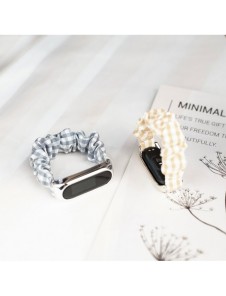 Tygarmband för Xiaomi Mi Band 6/5/4/3 rem armband elastiska scrunchies vit