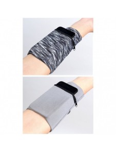 Armband i tyg för löpning av fitnessränder vit/svart