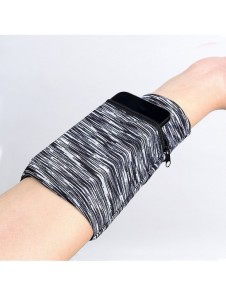 Armband i tyg för löpning av fitnessränder vit/svart
