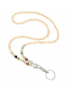 Halsband, strängpärlor för nycklar, beige telefon