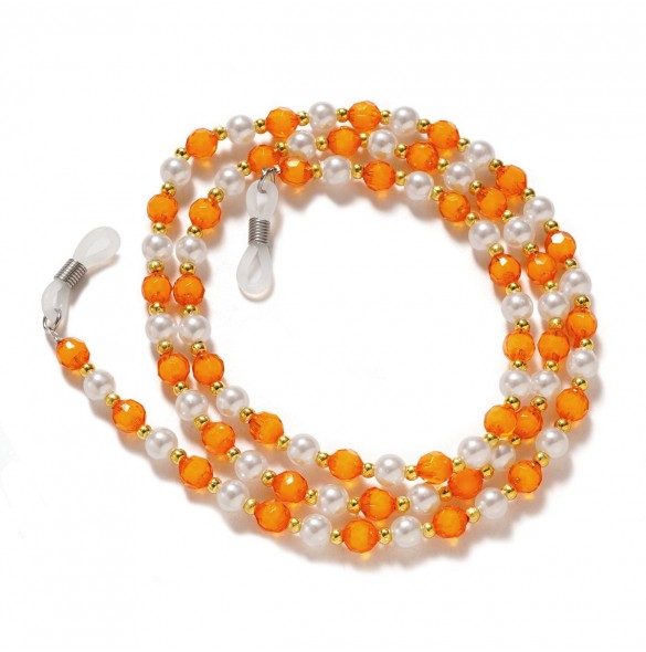 En kedja för glasögon, pärlor, ett orange hänge