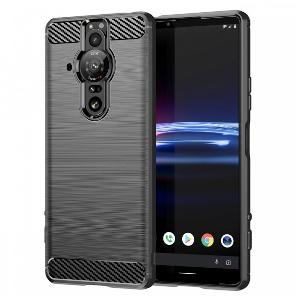Carbon Case Flexibelt TPU-skal för Sony Xperia Pro-I svart