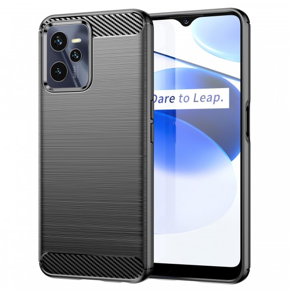 Carbon Case Flexibelt skydd Realme C35 svart