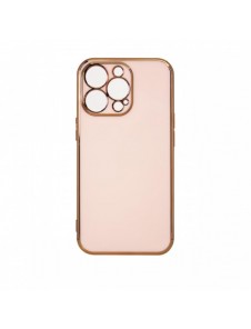 Lighting Color Fodral för iPhone 12 Pro Max rosa gel skal med guldram