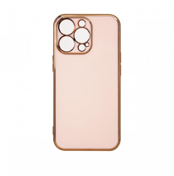 Lighting Color Fodral för iPhone 12 Pro Max rosa gel skal med guldram