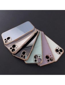 Lighting Color Fodral till iPhone 12 Pro Max blått gelskal med guldram