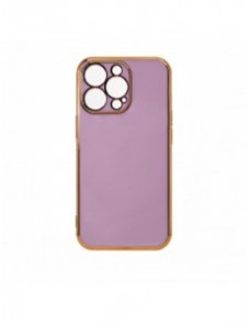 Lighting Color Fodral för iPhone 12 Pro Max lila gel skal med guldram
