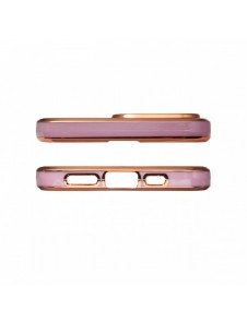 Lighting Color Fodral för iPhone 12 Pro Max lila gel skal med guldram