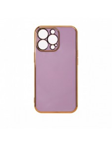 Lighting Color Fodral för iPhone 13 Pro Max lila gel skal med guldram