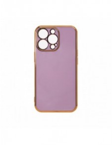 Lighting Color Fodral för iPhone 13 Pro Max lila gel skal med guldram
