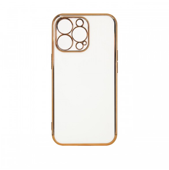 Lighting Color Fodral för iPhone 12 Pro Max vitt gelskal med guldram