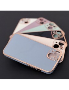 Lighting Color Fodral för iPhone 12 Pro Max vitt gelskal med guldram