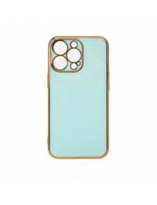 Lighting Color Fodral till iPhone 12 Pro Max, gel skal med guldram, mint