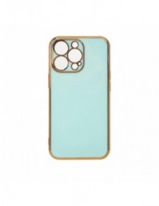 Lighting Color Fodral till iPhone 12 Pro Max, gel skal med guldram, mint
