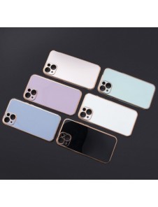 Lighting Color Fodral till iPhone 12 Pro Max, gel skal med guldram, mint
