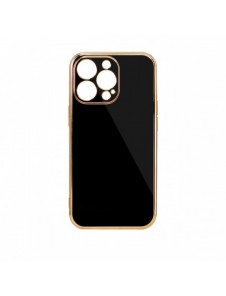 Lighting Color Fodral till iPhone 12 Pro Max svart gelskal med guldram