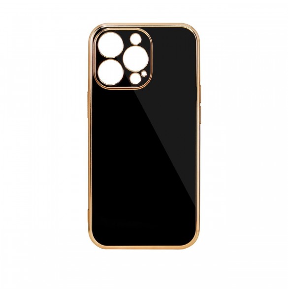Lighting Color Fodral till iPhone 12 Pro Max svart gelskal med guldram