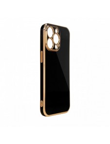 Lighting Color Fodral till iPhone 12 Pro Max svart gelskal med guldram
