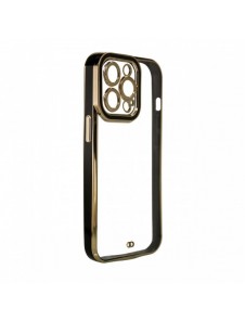 Modefodral Fodral för Samsung Galaxy A12 5G Gold Frame Gel Cover Svart