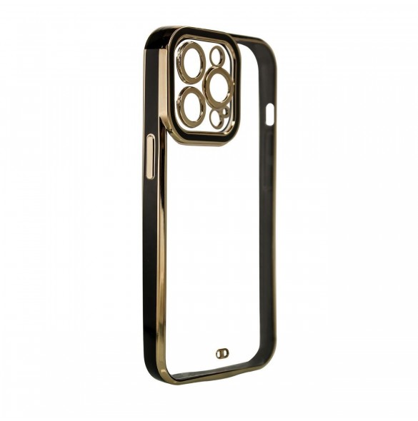 Modefodral Fodral för Samsung Galaxy A12 5G Gold Frame Gel Cover Svart