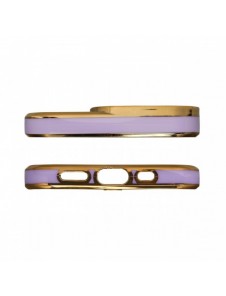 Modefodral till iPhone 12 Pro Max Gold Frame Gel Cover Lila