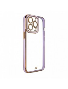 Modefodral till iPhone 13 Pro Gold Frame Gel Cover Lila