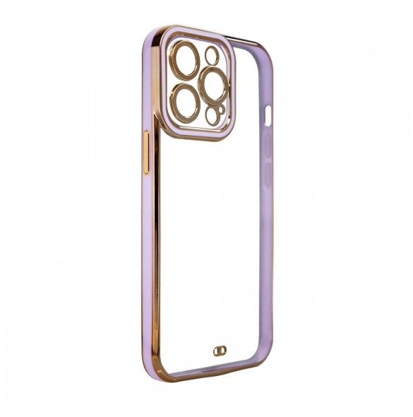 Modefodral till iPhone 13 Pro Gold Frame Gel Cover Lila