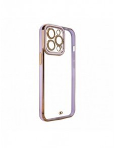 Modefodral till iPhone 13 Pro Gold Frame Gel Cover Lila