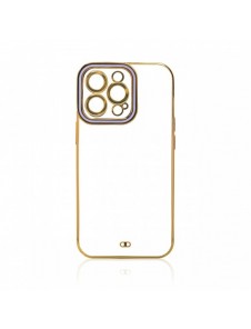 Modefodral till iPhone 13 Pro Gold Frame Gel Cover Lila