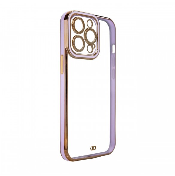 Modefodral Fodral för Samsung Galaxy A12 5G Gold Frame Gel Cover Lila