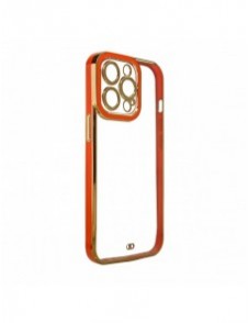 Modefodral till iPhone 12 Gold Frame Gel Cover Röd