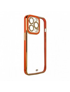 Modefodral till iPhone 13 Gold Frame Gel Cover Röd