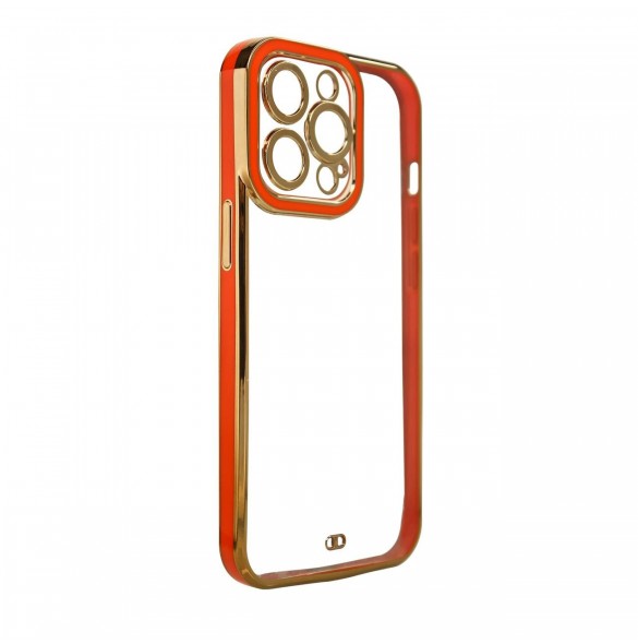 Modefodral till iPhone 13 Gold Frame Gel Cover Röd