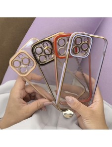 Modefodral till iPhone 13 Pro Gold Frame Gel Cover Röd