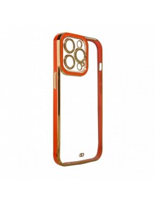 Modefodral till iPhone 13 Pro Max Gold Frame Gel Cover Röd