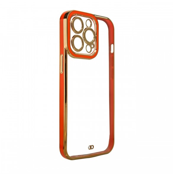 Modefodral till iPhone 13 Pro Max Gold Frame Gel Cover Röd