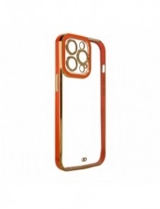 Modefodral till iPhone 13 Pro Max Gold Frame Gel Cover Röd