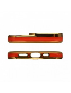 Modefodral till iPhone 13 Pro Max Gold Frame Gel Cover Röd