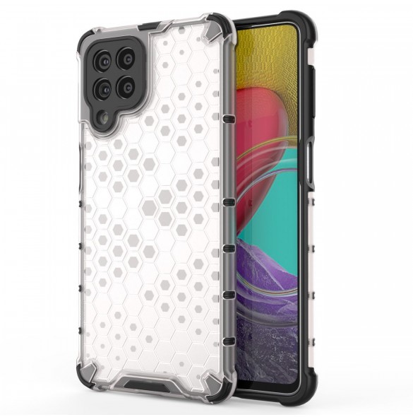 Honeycomb fodral pansrat skal med en gelram för Samsung Galaxy M53 5G transparent