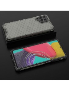 Honeycomb-fodral bepansrat skal med en gelram för Samsung Galaxy M53 5G svart
