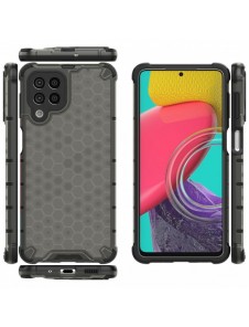 Honeycomb-fodral bepansrat skal med en gelram för Samsung Galaxy M53 5G svart