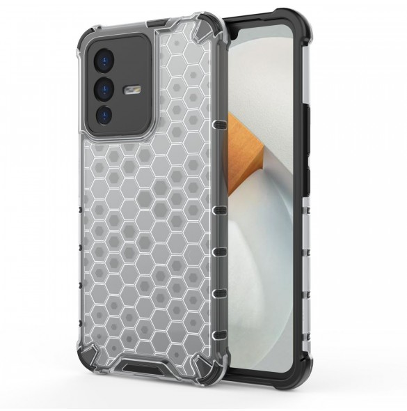 Honeycomb fodral pansarfodral med en gelram för Vivo V23 5G transparent