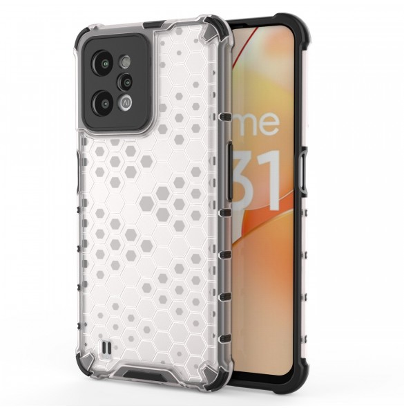 Honeycomb fodral pansarfodral med en gelram Realme C31 transparent