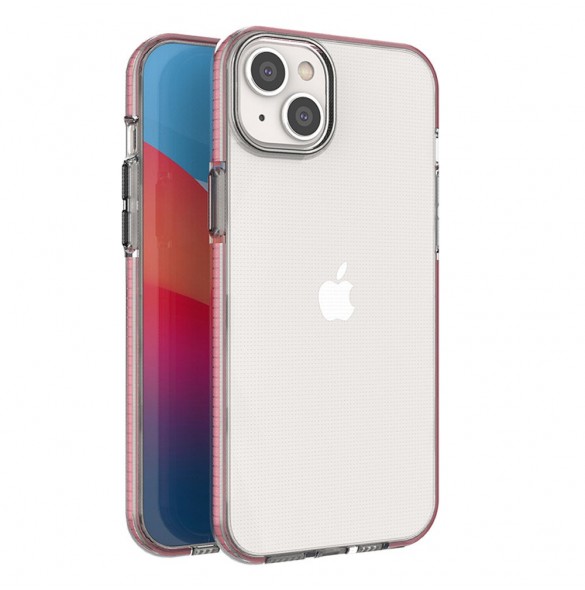 Spring Case fodral för iPhone 14 Plus silikonfodral med en ram ljusrosa