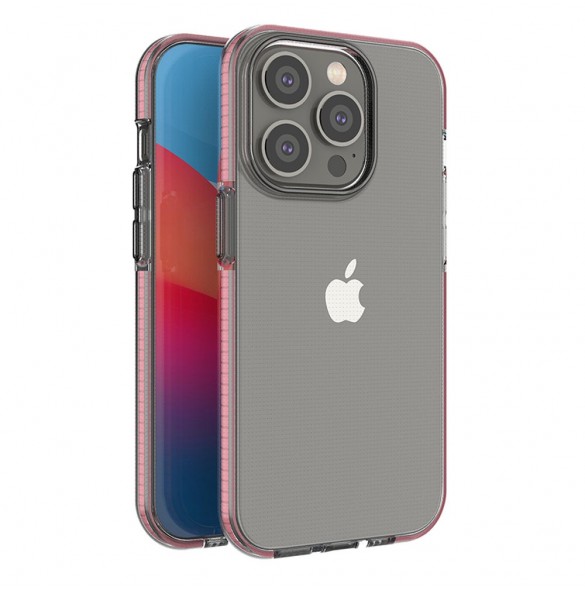 Spring Case fodral för iPhone 14 Pro silikonfodral med en ram ljusrosa