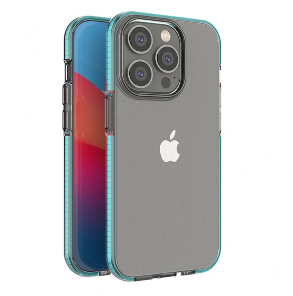 Spring Case fodral för iPhone 14 Pro silikonfodral med en ram ljusblå