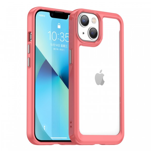 Outer Space Case iPhone 14 hårt skal med en röd gelram